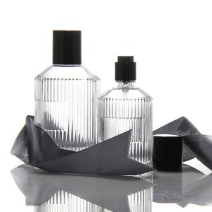 China Cylinder Transparent Perfume Bottle OEM 50Ml Glass Perfume Bottle With Gift Box Pump Sprayer on sale