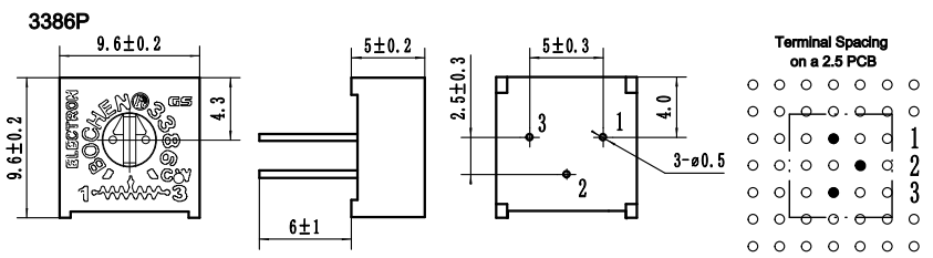 10% Trimmer Potentiometer 104 Trimpot 3386 Series Customized