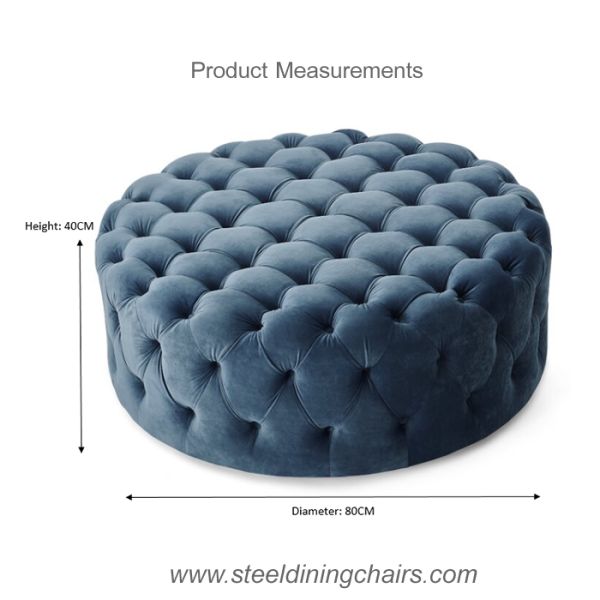 80cm 40cm Velvet Round Tufted Storage Ottoman With Solid Frame
