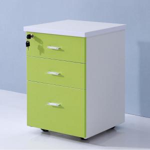 Quality 3 Drawer Mobile File Cabinet Green Wooden Lockable Filing Cabinet for sale