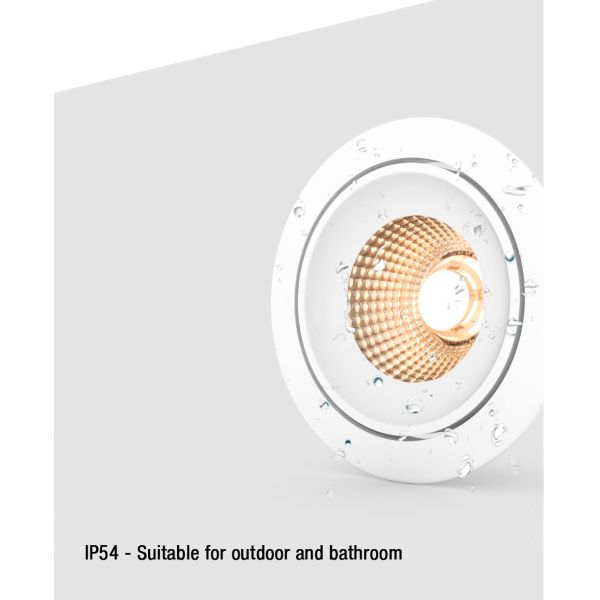 2200K-3000K CCT LED Downlight Dim To Warm 8W IP54 COB Tiltable
