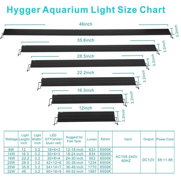 32w Extendable Freshwater Aquarium Lighting