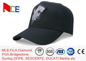 Quality Rhinestone Cotton 5 Panel Baseball Cap Sun Proof 58cm For Adult Eco Friendly for sale