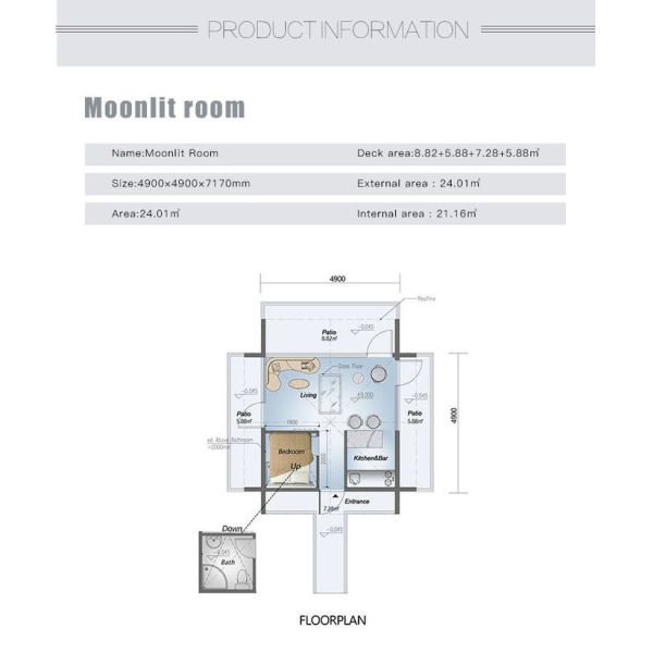 Modular Home cabin Prefab Garden Studio With Light Steel Frame And Expansive Deck Area