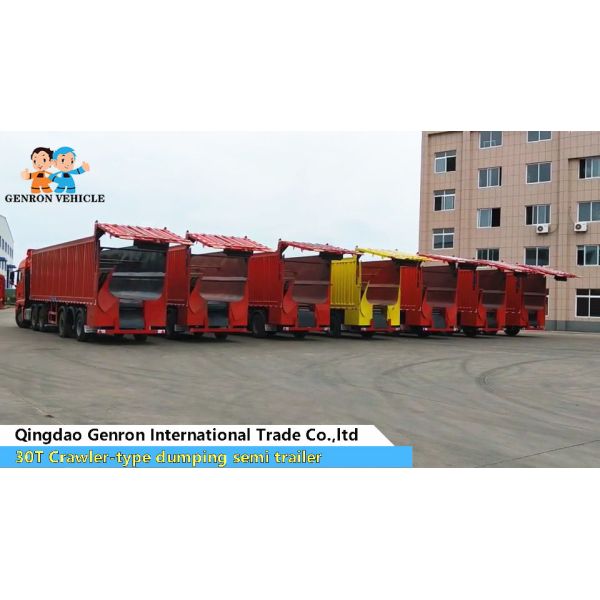 3 4 Axles Van Type Container Crawler Dump Semi Trailers With Automatic Conveyor Belt