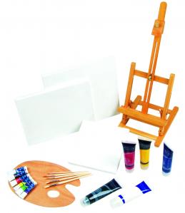 Quality 21pcs Art Painting Set With Table Easel / Palette / Canvas / Brushes / Colors for sale