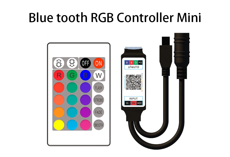 Mini Ir RGB Blue Tooth LE Controller 5V 12V 24V 6A Duoco Strip APP 24key Ir Remote Control Led RGB Strip Light Control