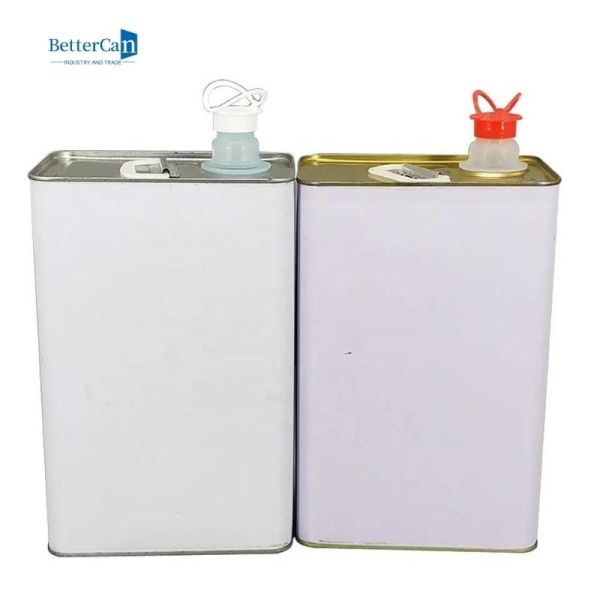 Empty Square Tin Cans 2L Rectangular Primer Paint Can With Tinplate Material Squeeze Lids