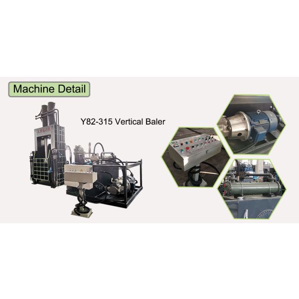 315 Ton Hydraulic Vertical Baler Machine 60 kW Plastic Waste Paper