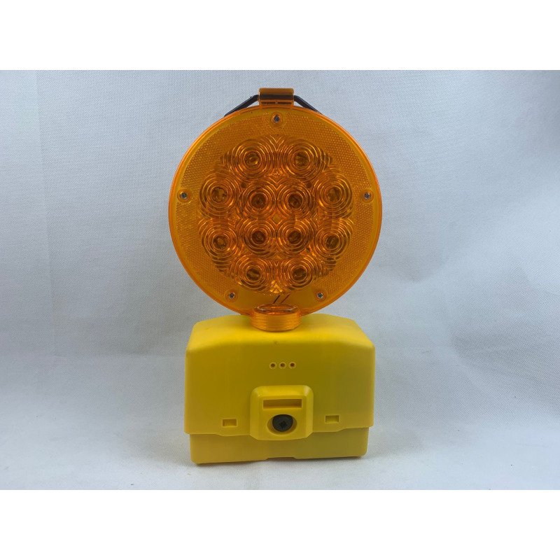 LED Plastic Construction Barrier 19cm Solar Flasher Light Yellow For Traffic Cone
