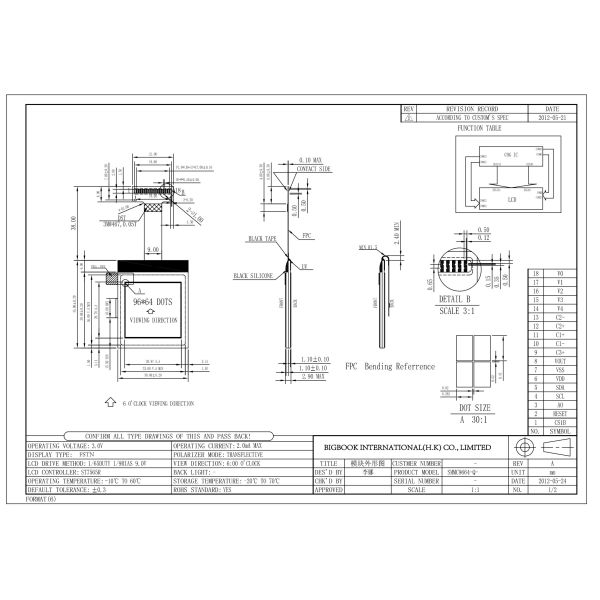 5.0V Custom Segment LCD Display 1/6 Duty 1/3 Bias Custom LCD Screen Manufacturer