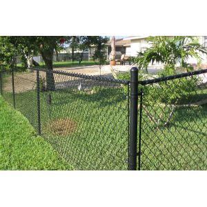 Green Coated Chain Link Fence Mesh Airport Security / Side Stop Fencing