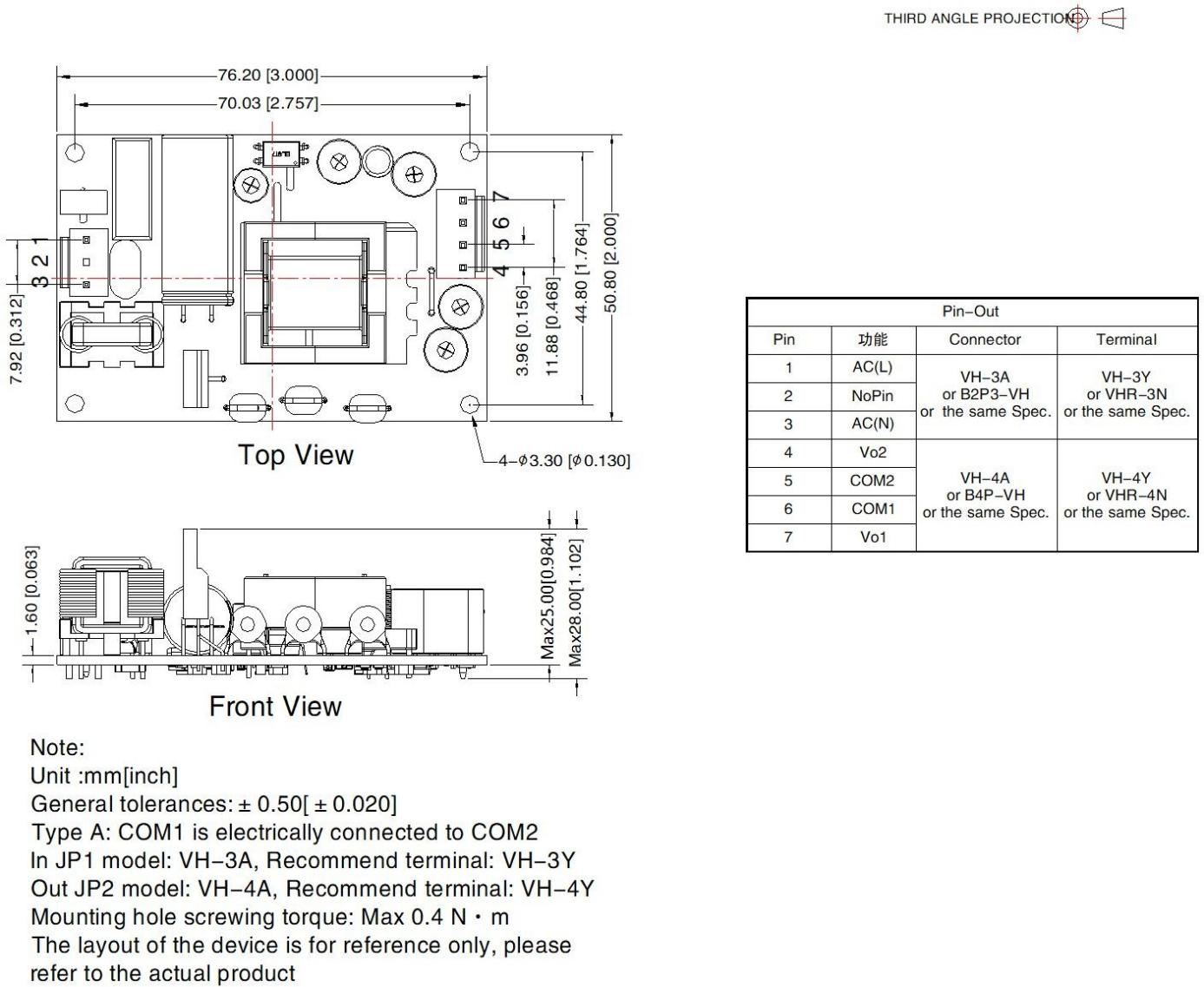 30W Dual Output AC DC Power Supply 100VDC - 370VDC
