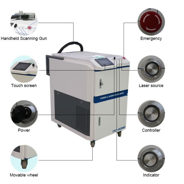 Fiber Laser Cleaning Machine 100w 200w For Oil Stain/ Rust / Coating Materials