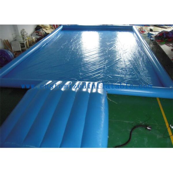 Blue Inflatable Swimming Pool With Platform , Large Inflatable Pool For Adults
