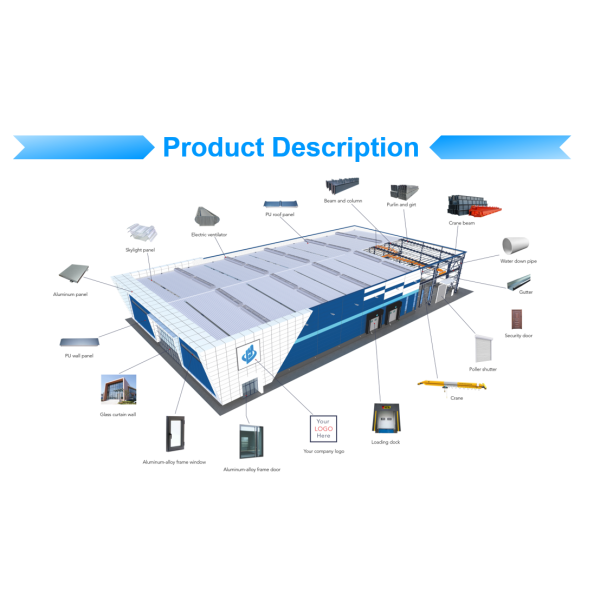 Precision Engineered Large Span Steel Frame Commercial Supermarket Building Construction