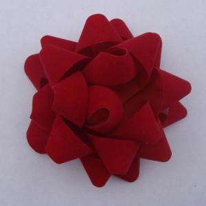 Quality Velvet Flocked Red Curly Ribbon Bow 6 Inch Diameter Big Size Star for sale
