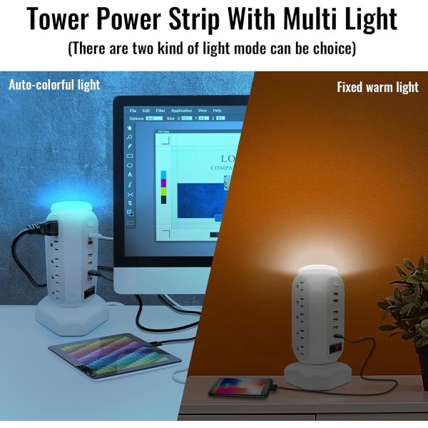 Tower Type LED Desktop Fast Charging Socket Wireless WiFi Socket USB