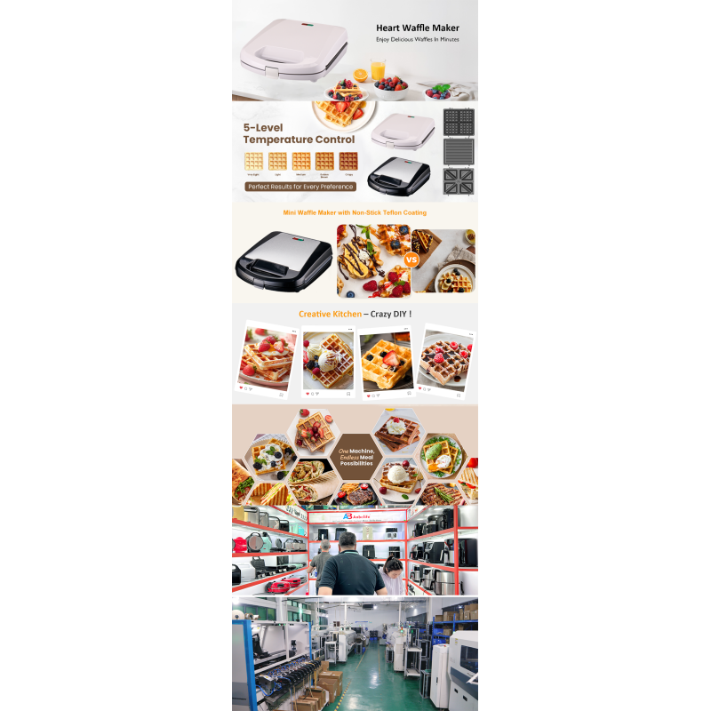 4 Slice Sandwich Maker 1200W Waffle Maker Non Stick Cool Touch Home