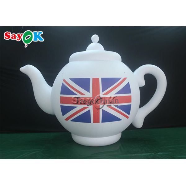 2m 6.6ft White Advertising Air Sealed Inflatable Teapot Model With Printing