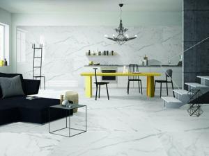 China Carrara Super White Marble Porcelain Tile 12 Mm Thickness Acid Resistant on sale