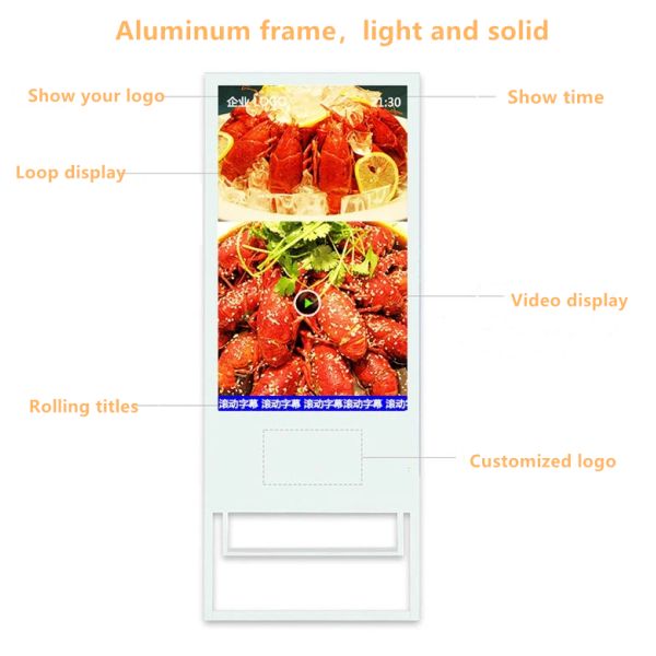 Free Standing Portabl Digital Signage Media Player 49 Inch HD