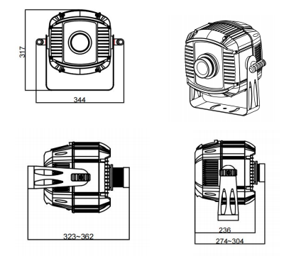 IP65 200w Gobo Water Wave LED Projector Light Powder Coated Finish