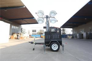 Quality Diesel Powered Mobile Light Tower Length 4360mm 320° Mast Rotation Powder Coated Canopy for sale