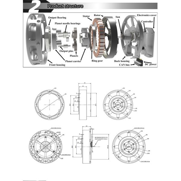 Faradyi Customizable MIT Mini Exoskeleton Motor 13 Rated High Torque 48V Brushless Planetary Reduction Gear Motor