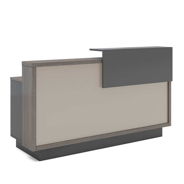 Bright Black Three Story Reception Desk, Company Reception Desk, Modern And