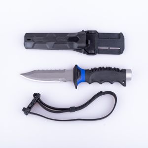 TITANIUM diving knife with two straps sharp tip and blunt tip