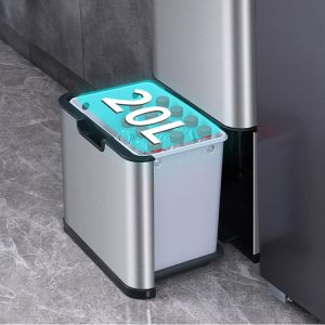 40L Stainless Steel Induction Garbage Bin Open Top Four Classification Storage