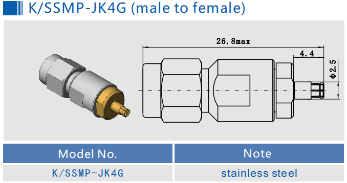 K Type to SMP Female to Female 2.92mm RF Adapter