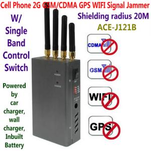 Quality 4 Antenna Handheld Cell Phone 2G GSM GPS WIFI Signal Jammer Blocker W/ Single Band Switch for sale