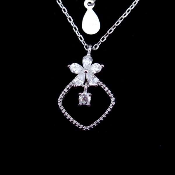 Key Classic Design Magical Key Silver With Zircon And Cross Chain