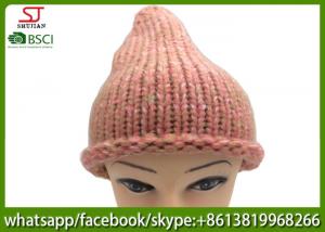 Quality Chinese manufactuer winter knitting hat  cap with brim beanie 100g 23*27cm 100%Acrylic keep warm for sale