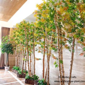 Quality Indoor Simulation Birch Tree Autumn Maple Leaves Show Window Screen Decoration for sale