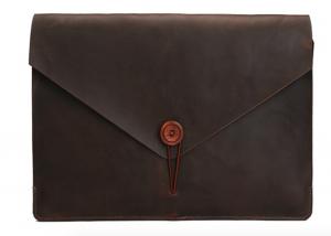 China A4 Size Brown Envelope Style Laptop Sleeve Genuine Documents Leather Laptop Envelope Sleeve on sale