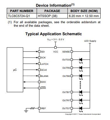 TLC6C5724QDAPRQ1 Wireless RF Module LED Driver 24 50mA 38-HTSSOP