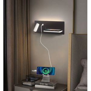 Multifunctional hotel villa apartment reading wall lamp USB Type-C wireless