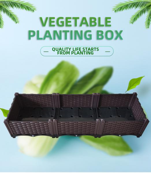 Hand woven high quality plant planting box plastic resin outdoor vegetable planting box