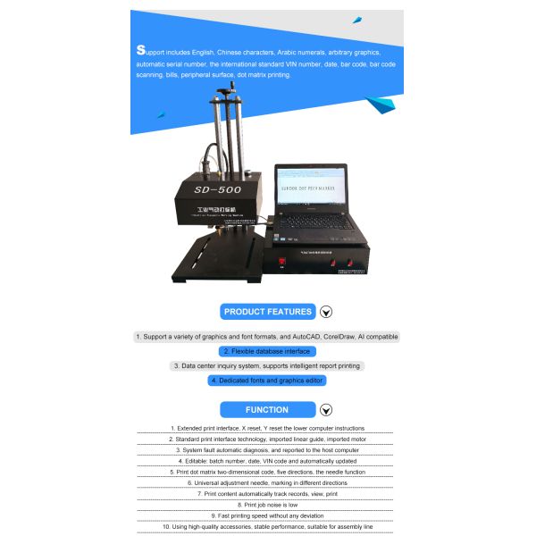 Portable Touch Screen Dot Peen Marking Machine For Steel Pneumatic Metal Marking Tools