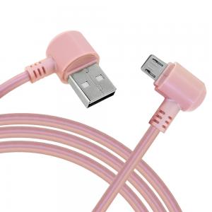 Quality Double Elbow Micro USB Cables PVC 1M Pink USB To Micro Cable 12V for sale