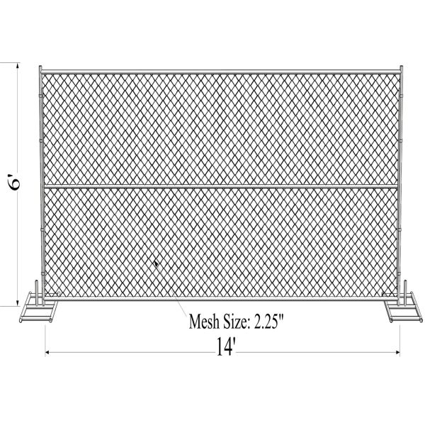 chain link temporary construction fence panels 6FT X 10F Mesh 2 3/8 " x 2 3/8" ( 60mm x 60mm ) x 12 gauge wire
