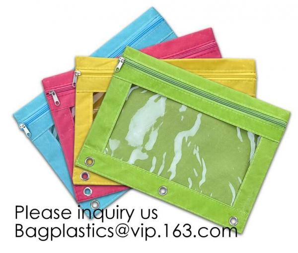 Stationery products Pencil Pouch Pvc Portable Pencil Case For Students,3 Ring Binder Zippered Pencil Pouches with Clear