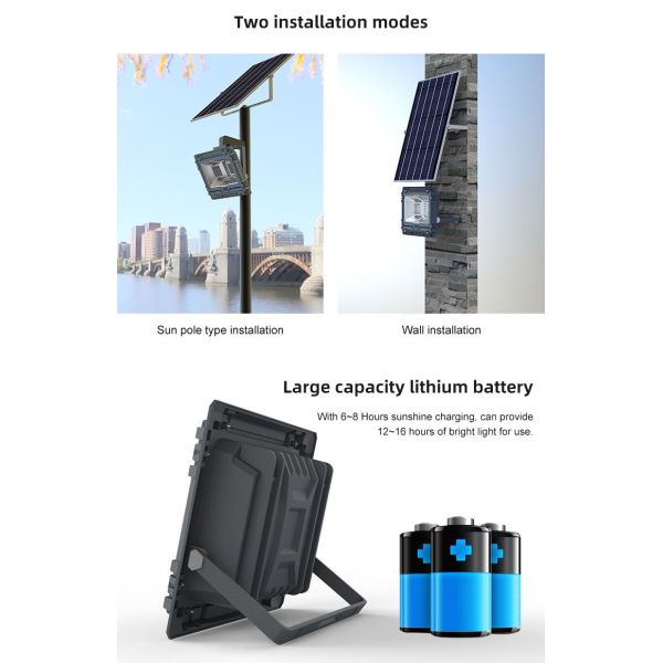 Flashing Remote Control SMD5050 LED Solar Floodlight Environmental Protection