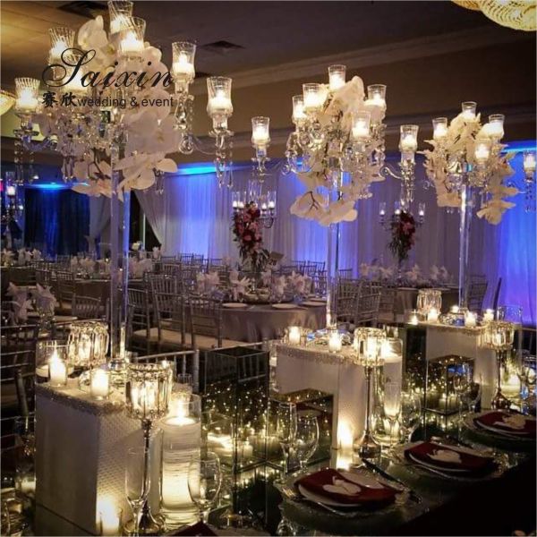 5 Arms tabletop crystal candelabra Small Candelabra Centerpieces