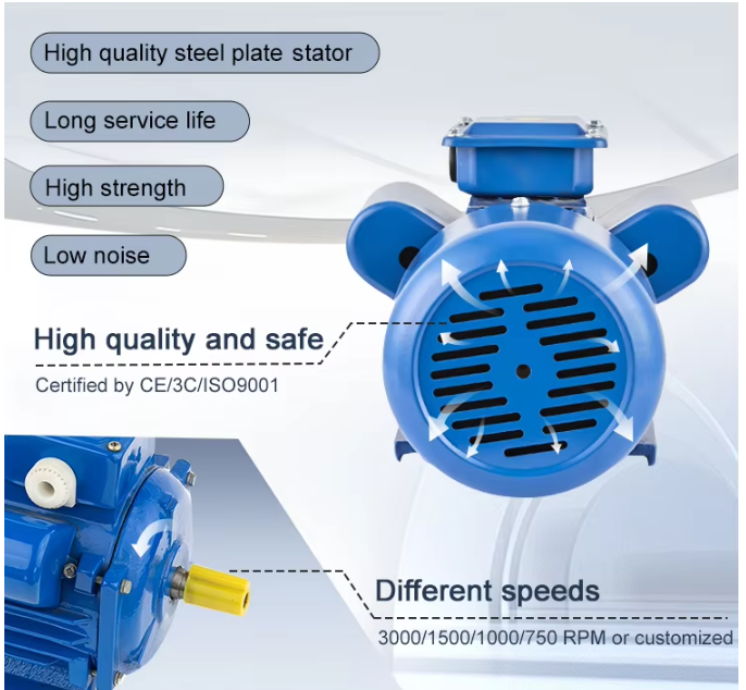YC YCL 1HP 2HP 3HP 5.5HP 10HP AC Single Phase Asynchronous Electric Motors 110/220V ,220-440V Monophase Motor
