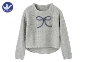 Quality Anti - Wrinkle Girls Pullover Sweaters Butterfly Ribbon Scoop Neck Knitwear for sale