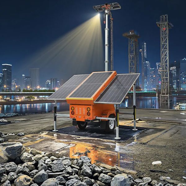Integrated Solar Light Tower Working Time 36 Hours Powerful Solar Lights Outdoor Events Trailer Light Tower